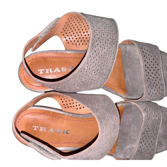 TRASK DESIGNER metallic pewter leather wedges women’s shoes size 6 - Picture 7 of 15